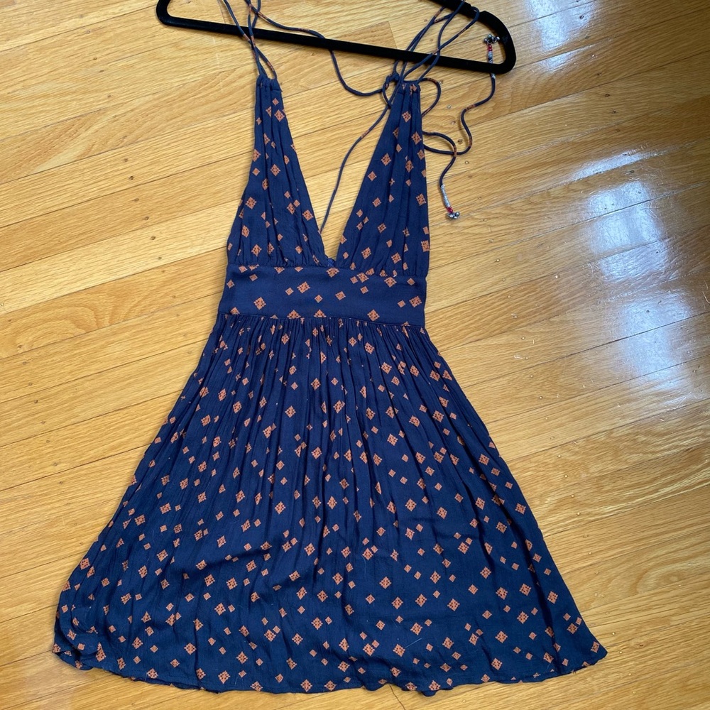 Navy Free People Halter Dress (Size S)